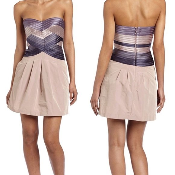 BCBGMaxAzria Strapless Hana Taffeta Dress 0 - Picture 2 of 8